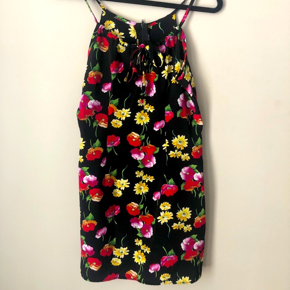 Vintage 90s Y2K Black Floral Slip Dress Size S